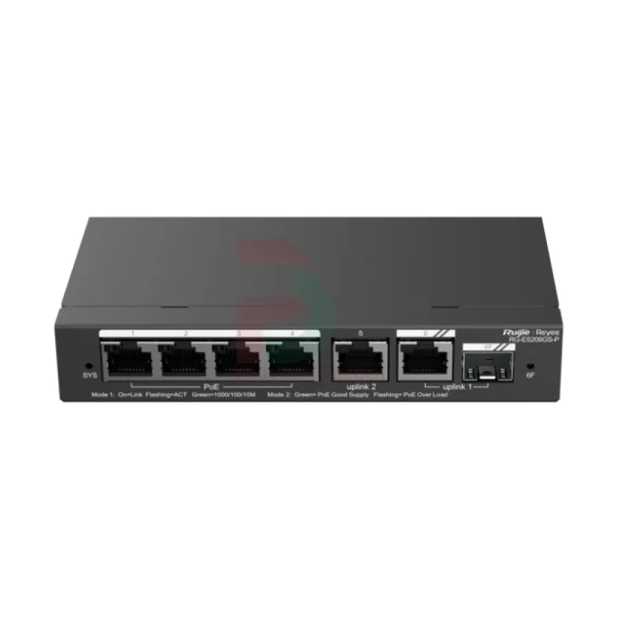 Layer 2 Smart Managed PoE Switch 6 Cổng 10/100/1000BASE-T Ruijie RG-ES206GS-P Layer 2 Smart Managed PoE Switch 6 Cổng 10/100/1000BASE-T Ruijie RG-ES206GS-P