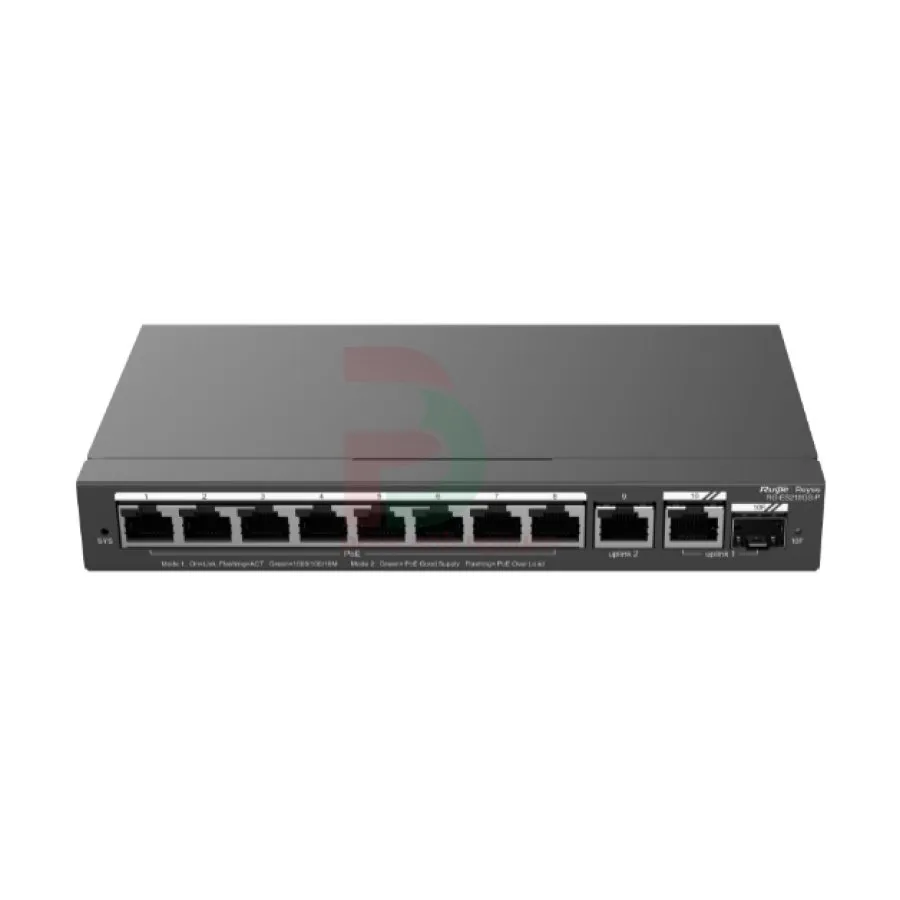 Layer 2 Smart Managed PoE Switch 10 Cổng 10/100/1000BASE-T Ruijie RG-ES210GS-P Layer 2 Smart Managed PoE Switch 10 Cổng 10/100/1000BASE-T Ruijie RG-ES210GS-P