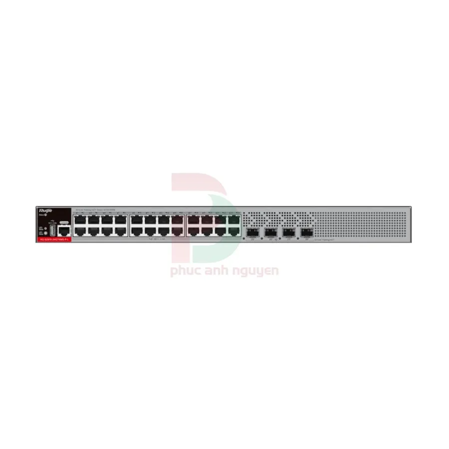 24-port 10/100/1000BASE-T PoE + 4-port 2.5GE/1GE SFP Ruijie RG-S2915-24GT4MS-P-L