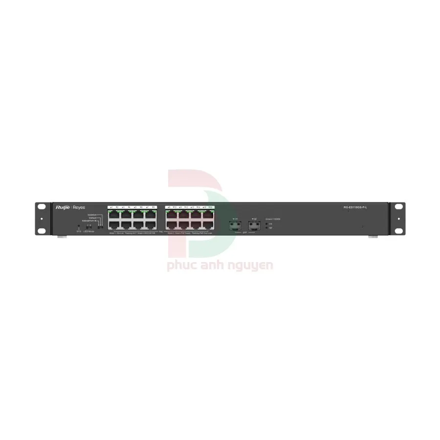 Unmanaged switch 16 cổng 10/100/1000 BASE-T PoE/PoE Ruijie RG-ES118GS-P-L Unmanaged switch 16 cổng 10/100/1000 BASE-T PoE/PoE Ruijie RG-ES118GS-P-L