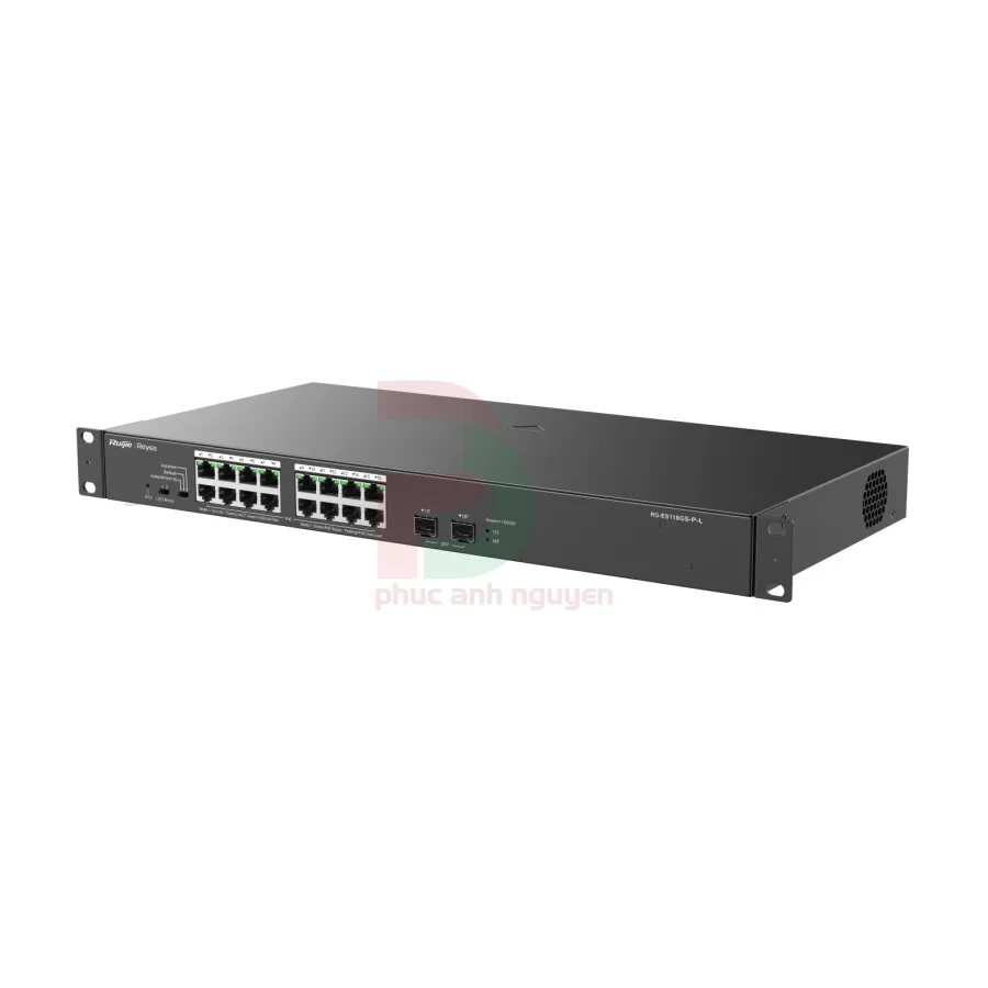 Unmanaged switch 16 cổng 10/100/1000 BASE-T PoE/PoE Ruijie RG-ES118GS-P-L Unmanaged switch 16 cổng 10/100/1000 BASE-T PoE/PoE Ruijie RG-ES118GS-P-L – ảnh 2
