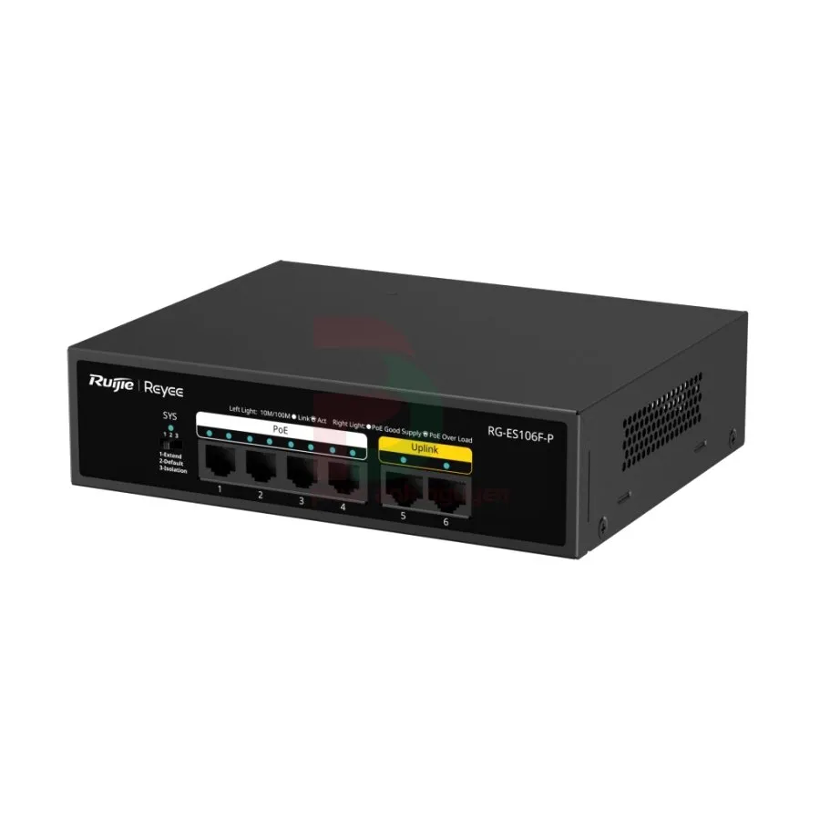 Unmanaged switch 4 cổng 10/100 BASE-T PoE/PoE Ruijie RG-ES106F-P Unmanaged switch 4 cổng 10/100 BASE-T PoE/PoE Ruijie RG-ES106F-P – ảnh 3