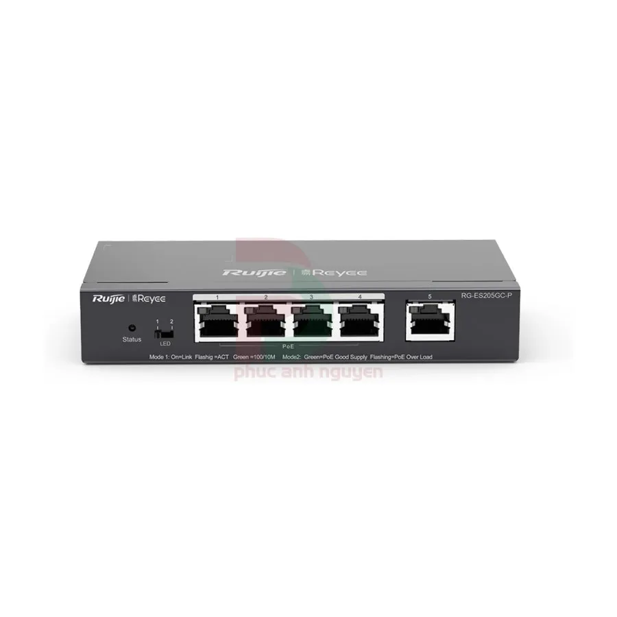 Layer 2 Smart Managed PoE Switch 5 Cổng 10/100/1000BASE-T Ruijie RG-ES205GC-P Layer 2 Smart Managed PoE Switch 5 Cổng 10/100/1000BASE-T Ruijie RG-ES205GC-P