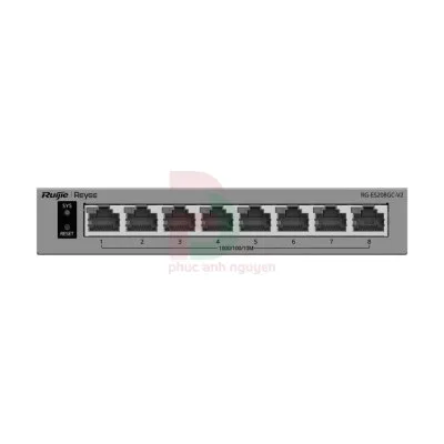 Switch quản lý thông minh 8 cổng Gigabit không Ruijie RG-ES208GC-V2
