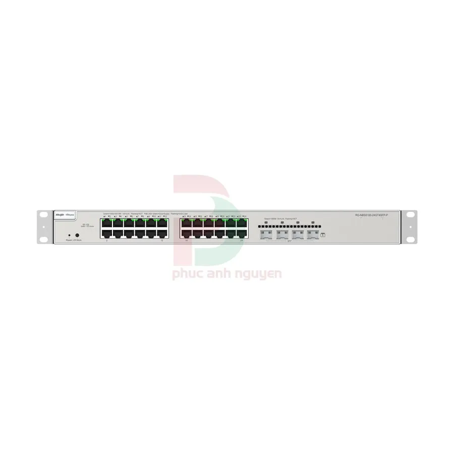 Layer 3 Smart PoE Managed Switch 24 Cổng 10/100/1000BASE-T Ruijie RG-NBS5100-24GT4SFP-P Layer 3 Smart PoE Managed Switch 24 Cổng 10/100/1000BASE-T Ruijie RG-NBS5100-24GT4SFP-P