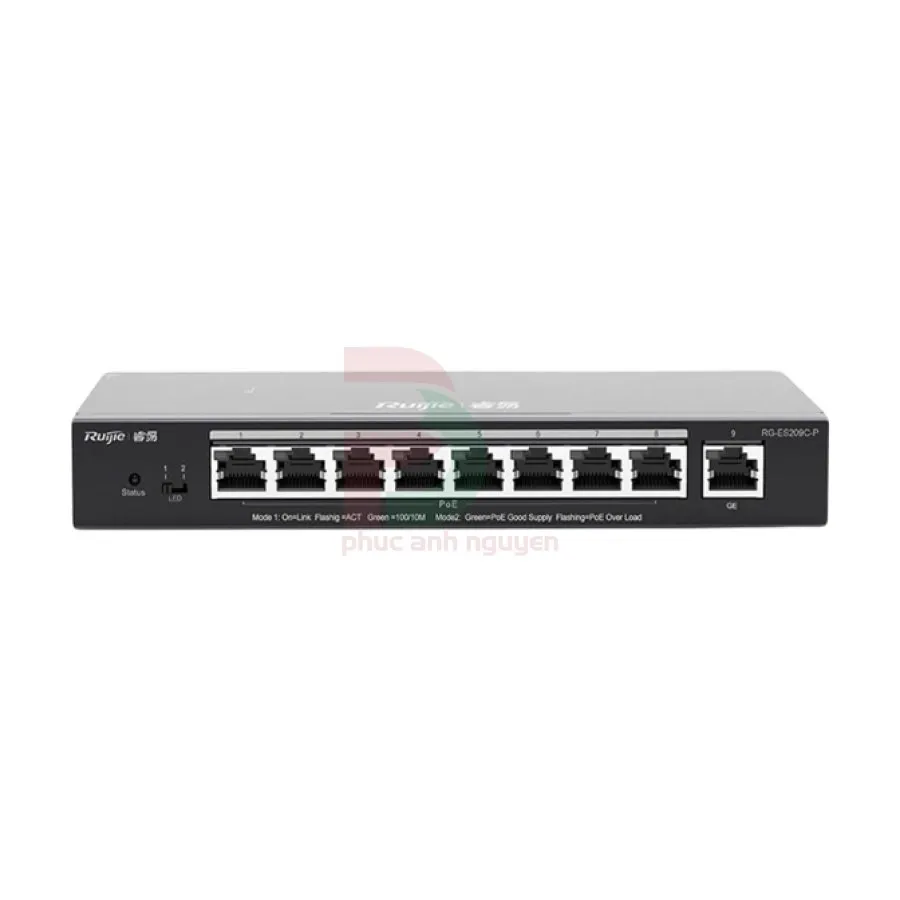 Switch PoE 9 cổng Gigabit Ruijie RG-ES209GC-P Switch PoE 9 cổng Gigabit Ruijie RG-ES209GC-P